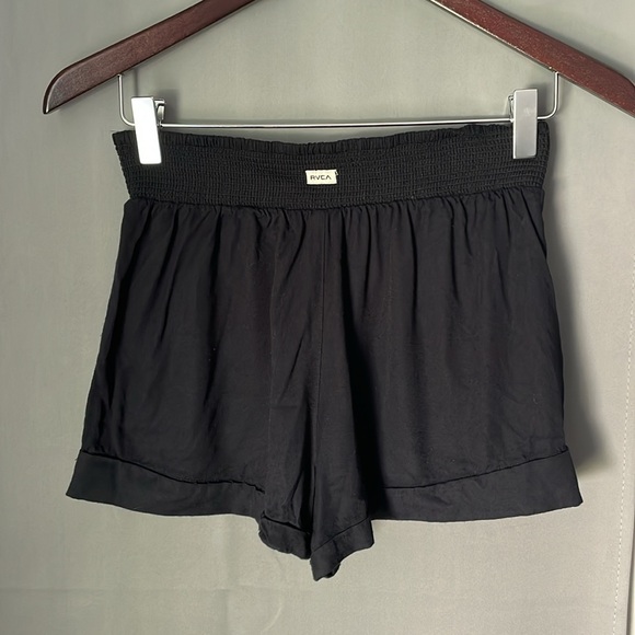 Women’s RVCA beach pool cotton black shorts size small elastic waist - Picture 2 of 4